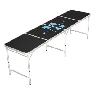 Simple Modern Bold Letter Blue Monogram Name Beer Pong Table