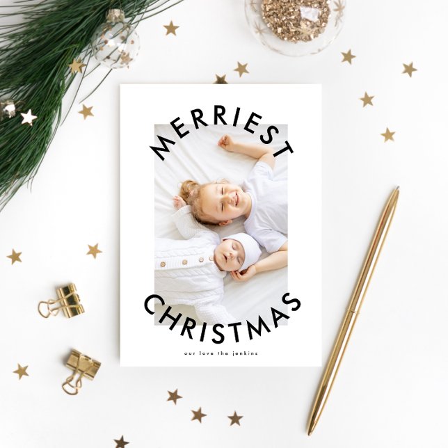 Simple Modern Bold Merriest Christmas Photo Holiday Card (Creator Uploaded)