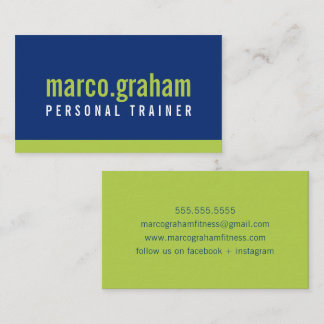 SIMPLE MODERN BOLD minimalist masculine lime navy Business Card