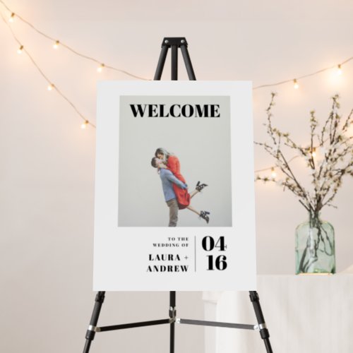 Simple modern bold  photo script wedding welcome foam board