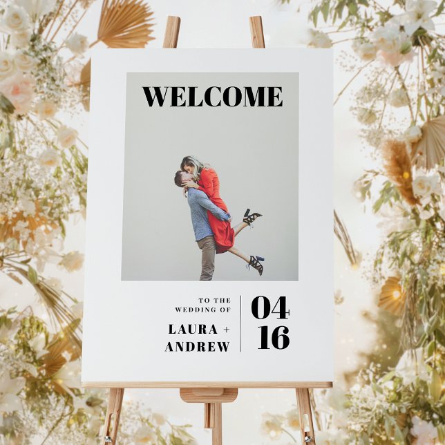 Simple modern bold  photo script wedding welcome foam board (Creator Uploaded)