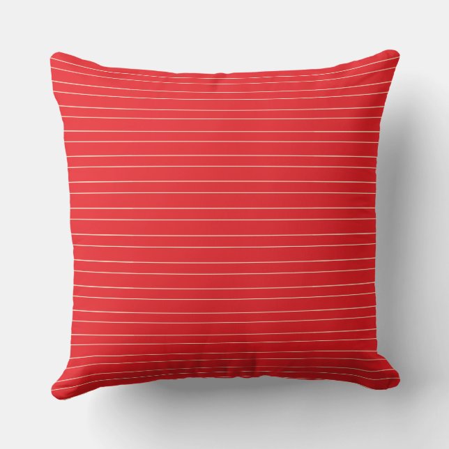Simple Modern Bold Red Cabana Striped  Throw Pillow (Back)