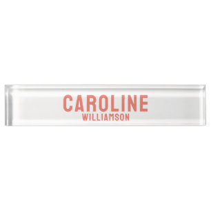 Simple Modern bold retro pink and orange Desk Name Plate