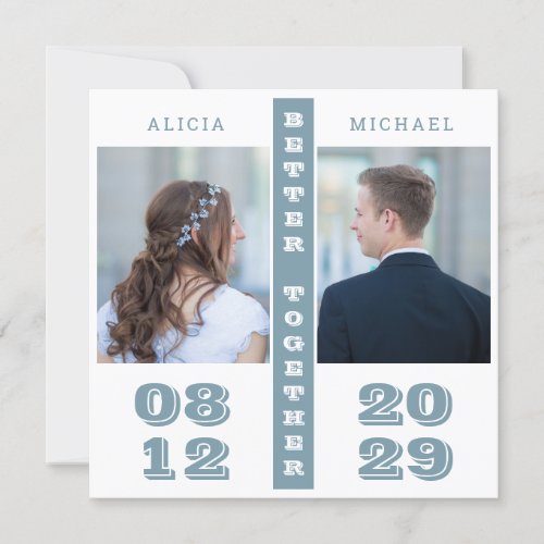 Simple modern bold typography photo wedding save the date