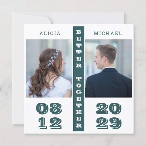 Simple modern bold typography photo wedding save the date
