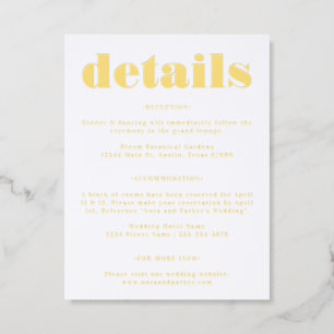 Simple Modern Bold Typography Wedding Letterpress Enclosure Card