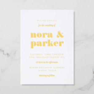Simple Modern Bold Typography Wedding Letterpress Invitation