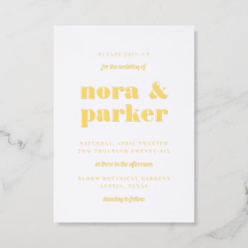 Simple Modern Bold Typography Wedding Letterpress Invitation