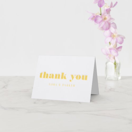 Simple Modern Bold Typography Wedding Letterpress Thank You Card