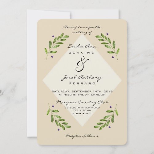 Simple Modern Botanical Casual Wedding Invitation