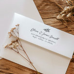 Simple Modern Botanical Couple's Wedding Address Rubber Stamp<br><div class="desc">Custom-designed wedding return address stamps featuring a modern botanical line art illustration. The top of the stamp features a simple leaf sprig with your name or names below in elegant script lettering and your address over two lines, the first in serif capitals and the second in italics. Perfect for wedding...</div>