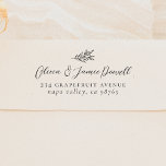 Simple Modern Botanical Couple's Wedding Address Rubber Stamp<br><div class="desc">Custom-designed wedding return address stamps featuring a modern botanical line art illustration. The top of the stamp features a simple leaf sprig with your name or names below in elegant script lettering and your address over two lines, the first in serif capitals and the second in italics. Perfect for wedding...</div>