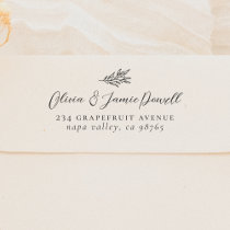Simple Modern Botanical Couple's Wedding Address Rubber Stamp
