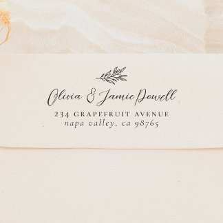 Simple Modern Botanical Couple's Wedding Address Rubber Stamp