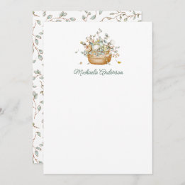 Simple Modern Botanical Flowers & Leaves Elegant Note Card