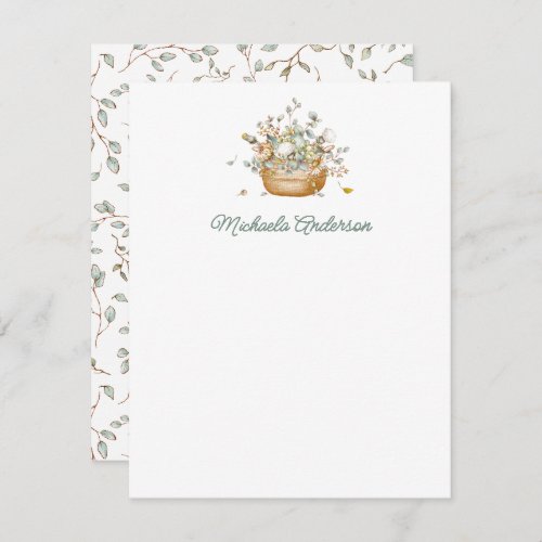 Simple Modern Botanical Flowers  Leaves Elegant Note Card