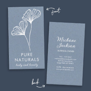 Simple Modern Botanical Leaf Neutral Blue Modern Business Card