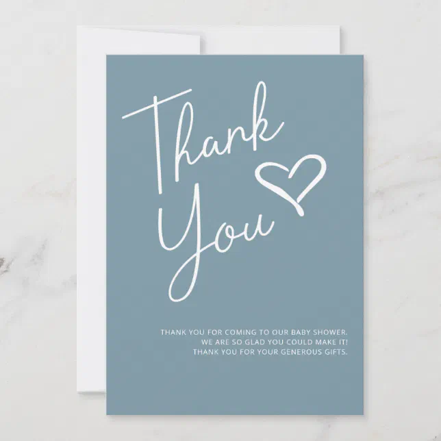 Simple Modern Boy Baby Shower Thank You Invitation 