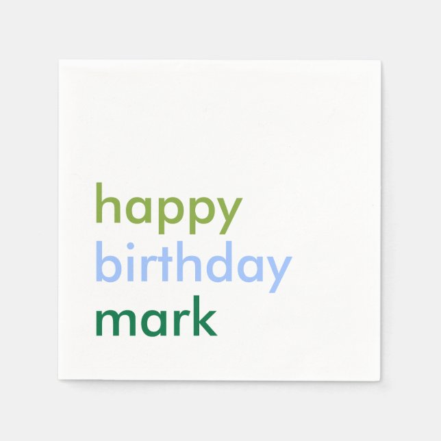 Simple modern boy birthday napkins (Front)