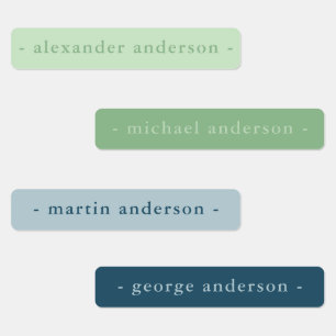 Simple Modern Boy Blue and Green Waterproof Name Labels