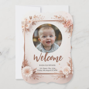 Simple Modern Boy or Girl Photo Birth Announcemen