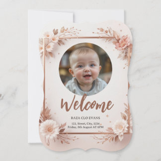 Simple Modern Boy or Girl Photo Birth Announcemen