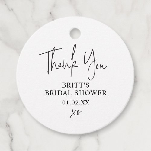 Simple Modern Bridal Shower Favor Thank You Tag 