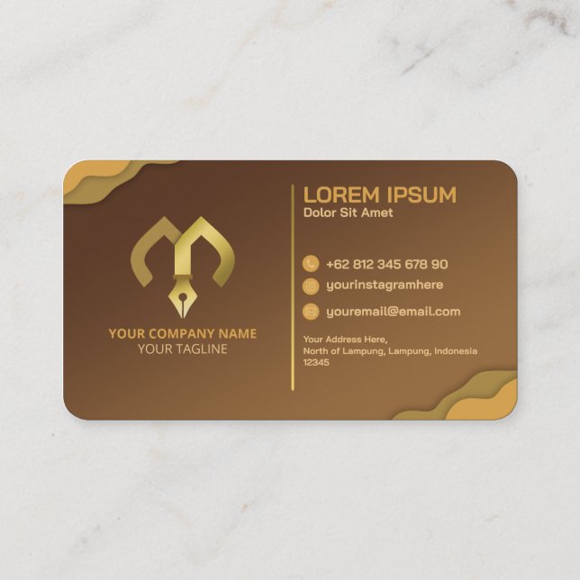 Simple Modern Brown Colored Business Card (Back)
