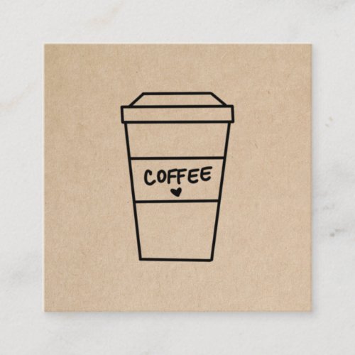 Simple Modern Brown Cute Coffee Square Business Card