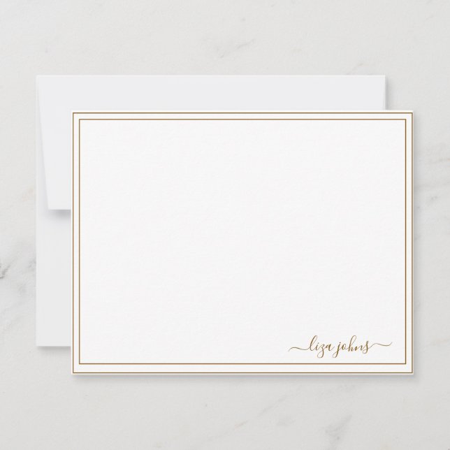 Simple Modern Brown Script Professional  Note Card (Front)