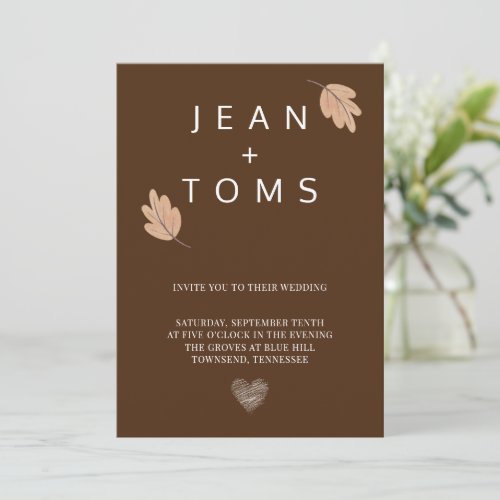 Simple Modern Brown Wedding Invitation