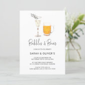 Simple Modern Bubbles & Brews Couples Shower  Invitation (Standing Front)