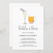 Simple Modern Bubbles & Brews Couples Shower  Invitation (Front/Back)