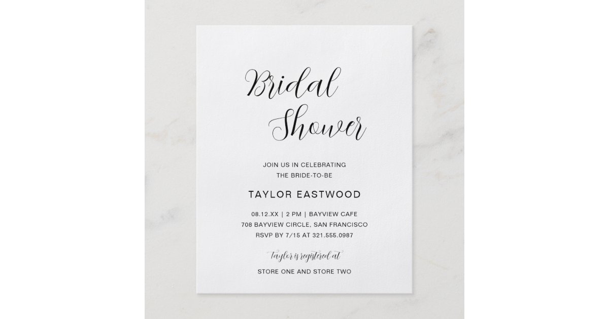 Simple Modern Budget Bridal Shower Invitation Flyer Zazzle