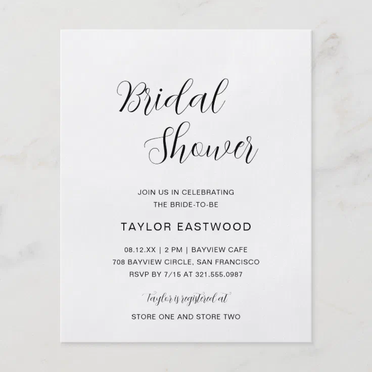 Simple Modern Budget Bridal Shower Invitation Flyer Zazzle