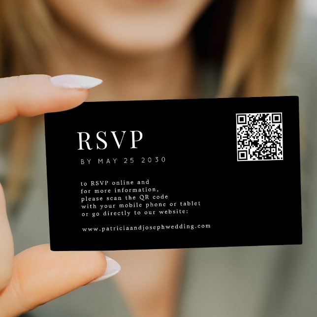 Simple modern budget wedding online QR Code RSVP Enclosure Card (Creator Uploaded)