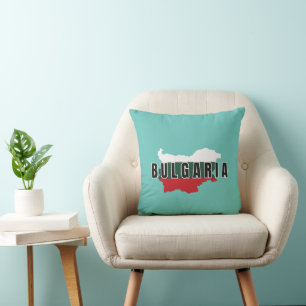Simple Modern Bulgaria map Letter Flag Souvenir Throw Pillow