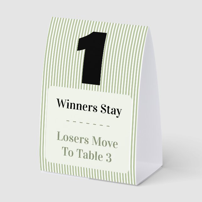 Simple Modern Bunco Table One Card Set  Paper Table Tent (Front)