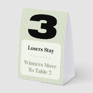 Simple Modern Bunco Table Three Card Set  Paper Table Tent