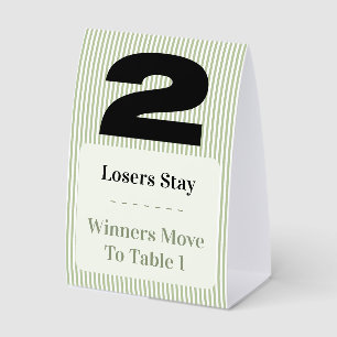 Simple Modern Bunco Table Two Card Set  Paper Table Tent