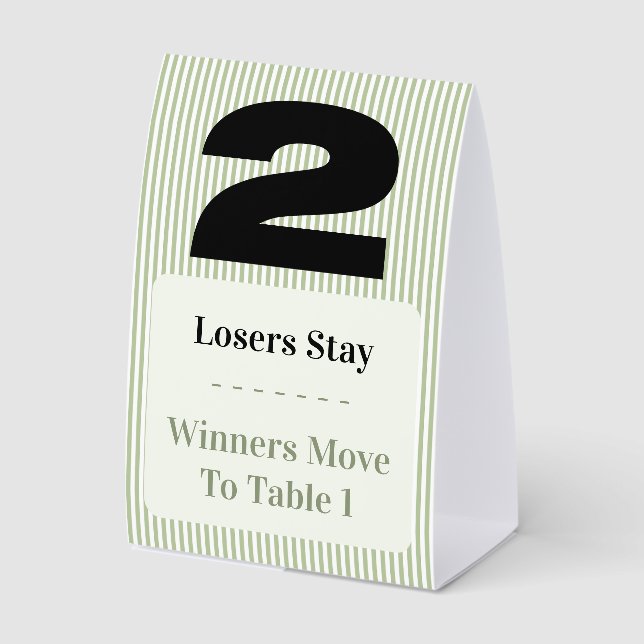 Simple Modern Bunco Table Two Card Set  Paper Table Tent (Front)