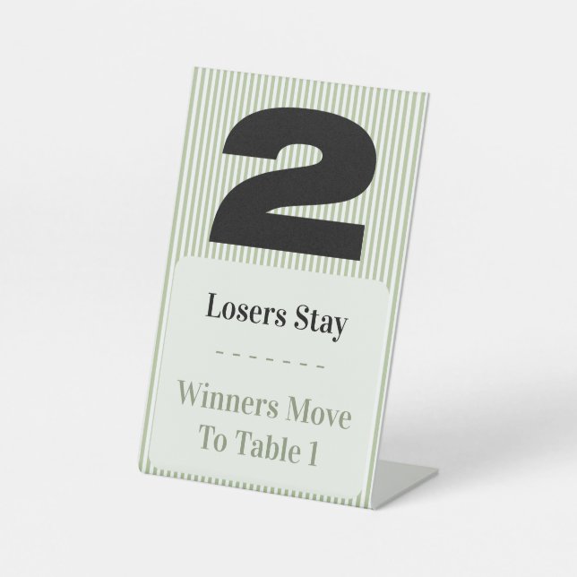 Simple Modern Bunco Table Two Card Set  Pedestal Sign (Front)