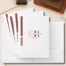 Simple Modern Burgundy Gold Monogram