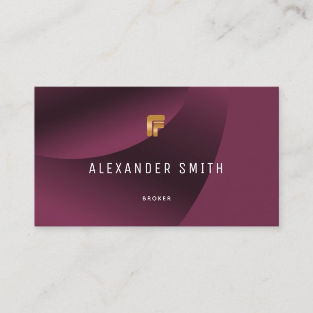 Simple Modern Burgundy Gold Professional Photo Business Card (Front)