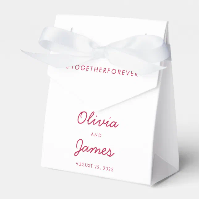 Red Hashtag Box Simple Modern Burgundy Red Script Wedding Hashtag Favor Boxes | Zazzle