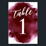 Simple Modern Burgundy Watercolor Table Number<br><div class="desc">These Simple Modern Burgundy Watercolor cards will make the perfect addition to your event tables. The watercolor gives a pop of design,  but keeping a modern look. This table number design is perfect for those who love elegant deep color palettes.</div>