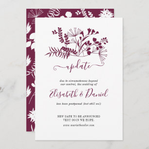 Simple Modern Burgundy Wedding Update Invitation