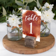 Simple Modern Burnt Orange Watercolor Table Number at Zazzle