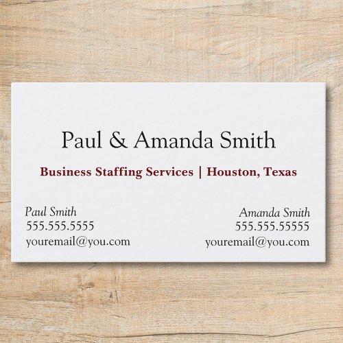Simple Modern Business Card With 2 Names  Contact