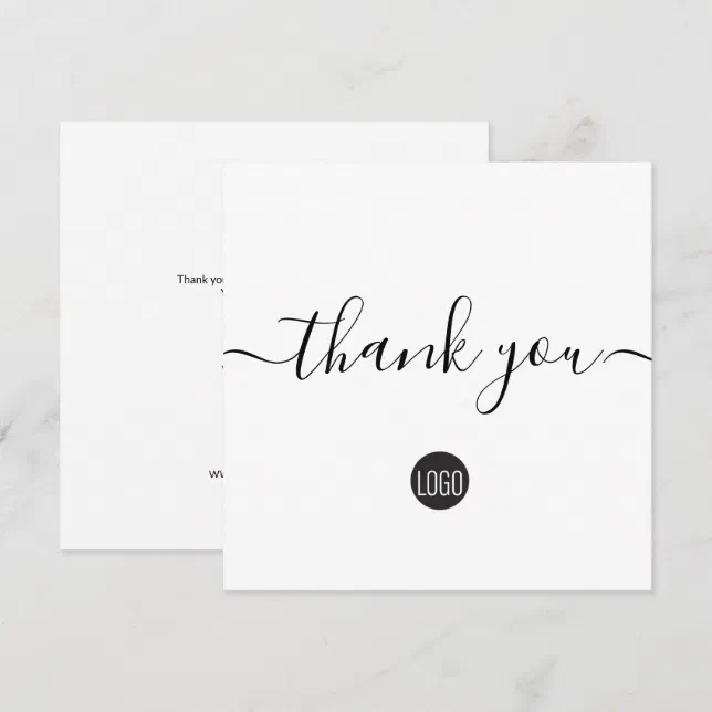 Simple modern business custom logo thank you card | Zazzle